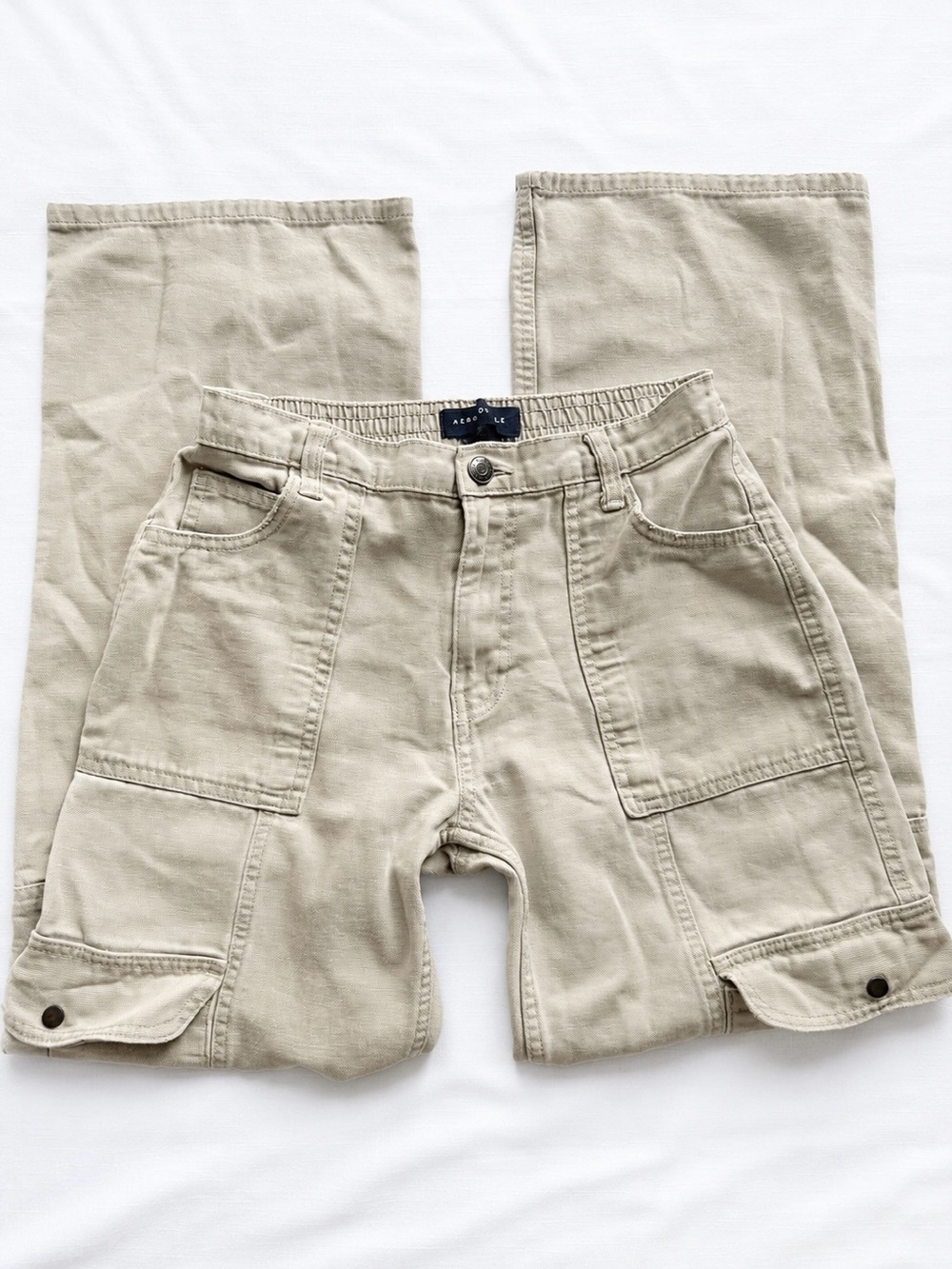 Aéropostale Utility Cargo Pants Tan Beige 100% Cotton Y2K 2000s Size Small